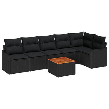 vidaXL Ensemble de canapés de jardin avec coussins 7 pcs Noir Résine tressée