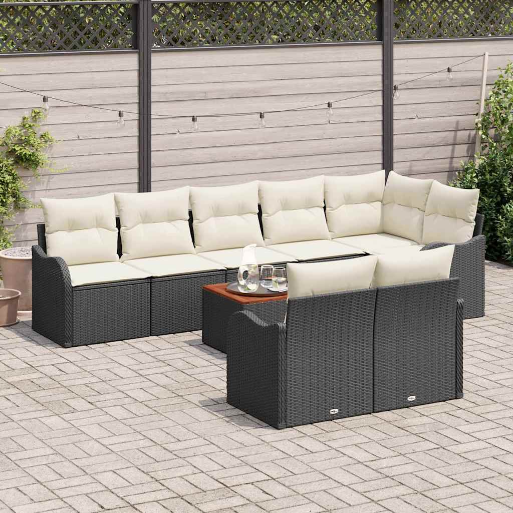 vidaXL Gartensofa-set mit Kissen 9 pcs Schwarz Poly-Rattan