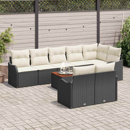vidaXL Gartensofa-set mit Kissen 9 pcs Schwarz Poly-Rattan