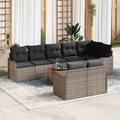 vidaXL Salon de jardin avec coussins 9 pcs Gris Résine tressée