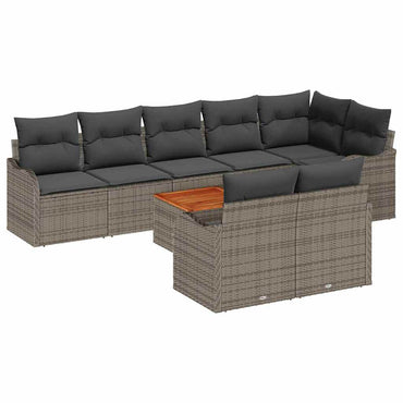vidaXL Salon de jardin avec coussins 9 pcs Gris Résine tressée