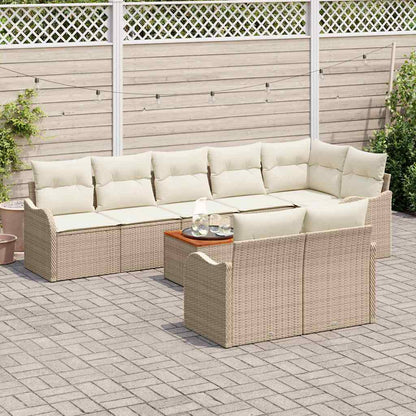 vidaXL Ensemble de canapés de jardin avec coussins 9 pcs Beige Résine tressée