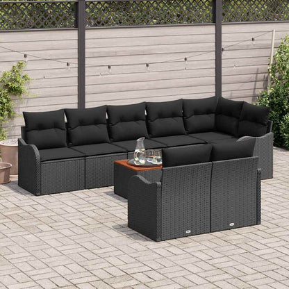 vidaXL Salon de jardin avec coussins 9 pcs Résine tressée noir