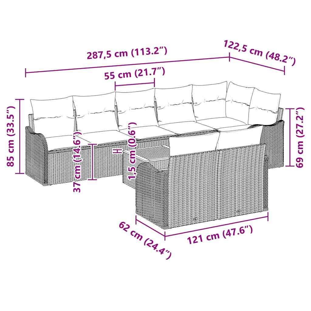 vidaXL Salon de jardin avec coussins 9 pcs Résine tressée noir