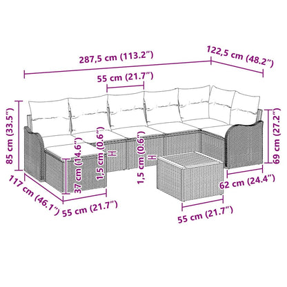 Gartensofa-set mit Kissen 8 pcs Schwarz Poly-Rattan