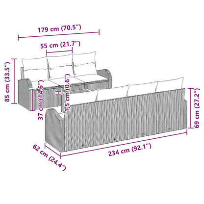 Gartensofa-set mit Kissen 8 pcs Schwarz Poly-Rattan