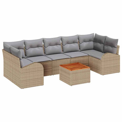 Gartensofa-set mit Kissen 8 pcs Beige Poly-Rattan