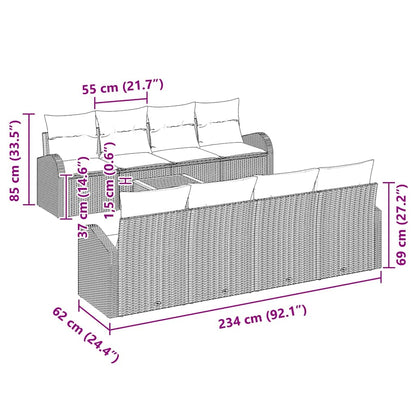Gartensofa-set mit Kissen 9 pcs Beige Poly-Rattan