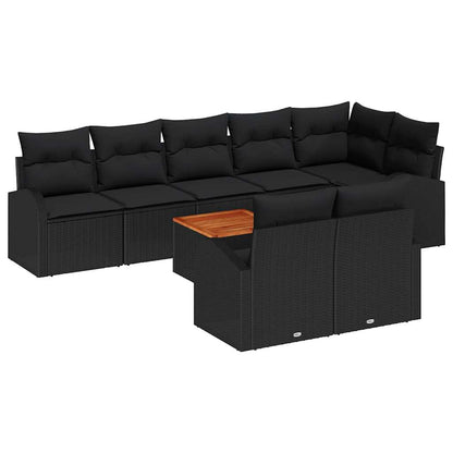 Gartensofa-set mit Kissen 9 pcs Schwarz Poly-Rattan