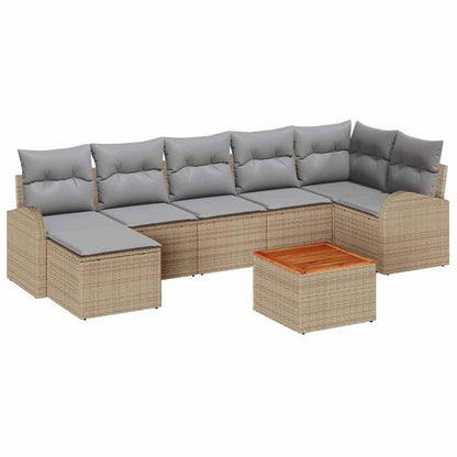 Gartensofa-set mit Kissen 8 pcs Beige Poly-Rattan