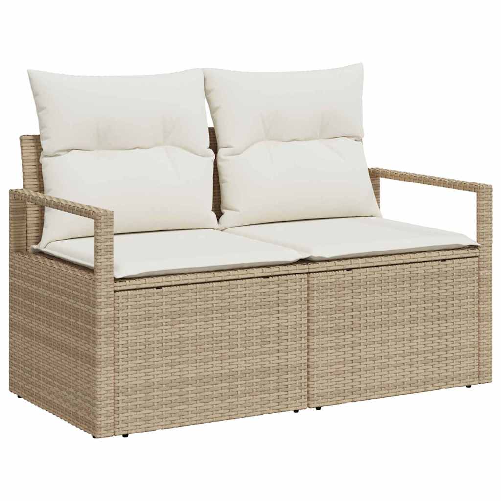 Gartensofa-set mit Kissen 8 pcs Beige Poly-Rattan