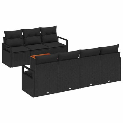 Gartensofa-set mit Kissen 8 pcs Schwarz Poly-Rattan
