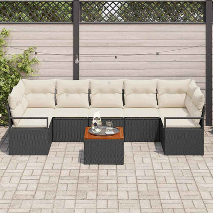 Gartensofa-set mit Kissen 8 pcs Schwarz Poly-Rattan