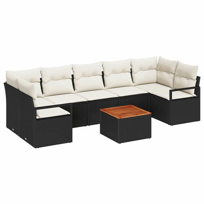 Gartensofa-set mit Kissen 8 pcs Schwarz Poly-Rattan