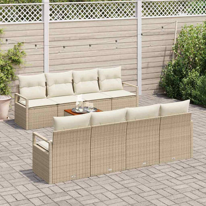 Gartensofa-set mit Kissen 9 pcs Beige Poly-Rattan