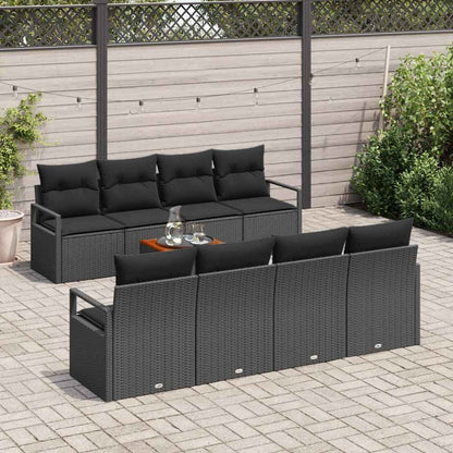 Gartensofa-set mit Kissen 9 pcs Schwarz Poly-Rattan