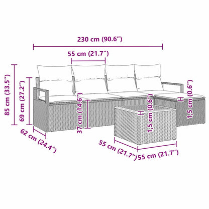 Gartensofa-set mit Kissen 6 pcs Grau Poly-Rattan
