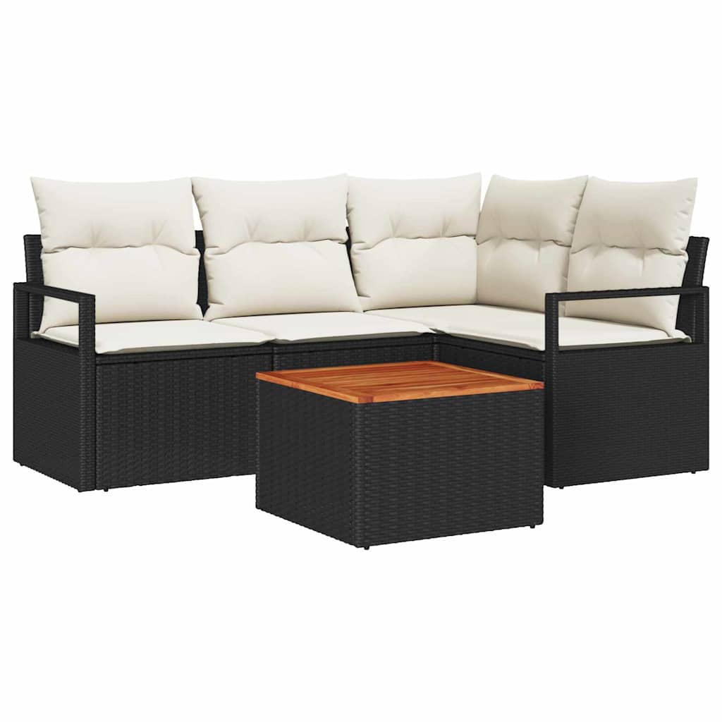 vidaXL Gartensofa-set mit Kissen 5 pcs Schwarz Poly-Rattan