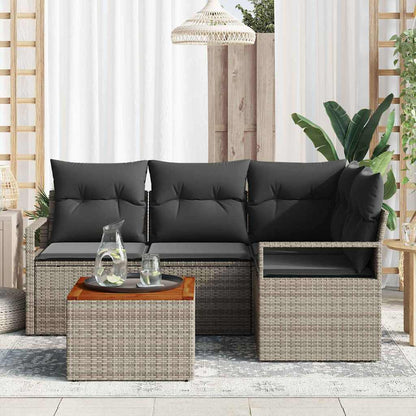 vidaXL Ensemble de canapés de jardin avec coussins 5 pcs Gris résine tressée