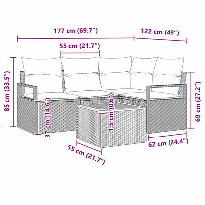 vidaXL Ensemble de canapés de jardin avec coussins 5 pcs Gris résine tressée