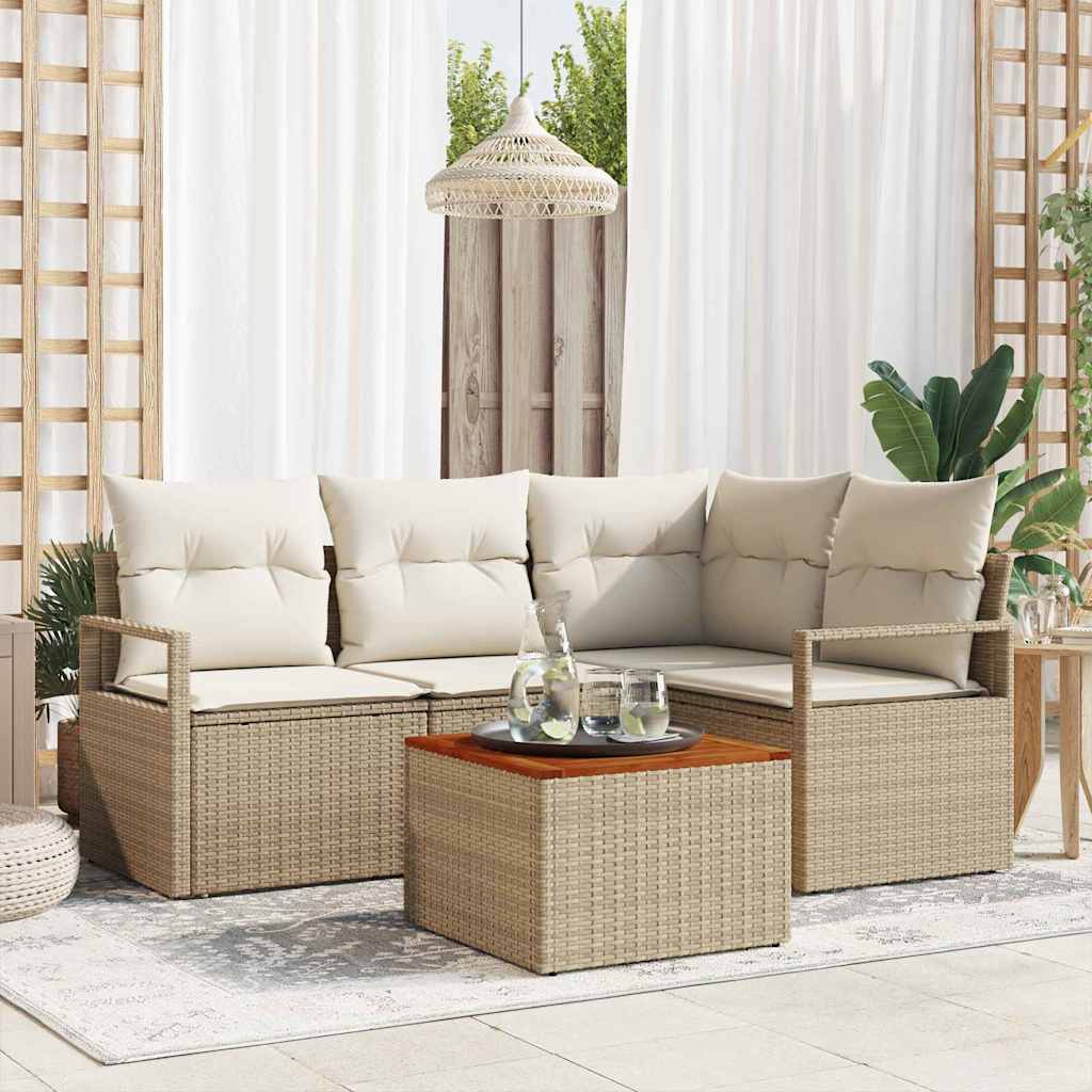 vidaXL Salon de jardin avec coussins 5 pcs Beige Résine tressée