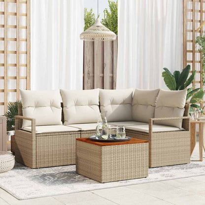 vidaXL Salon de jardin avec coussins 5 pcs Beige Résine tressée