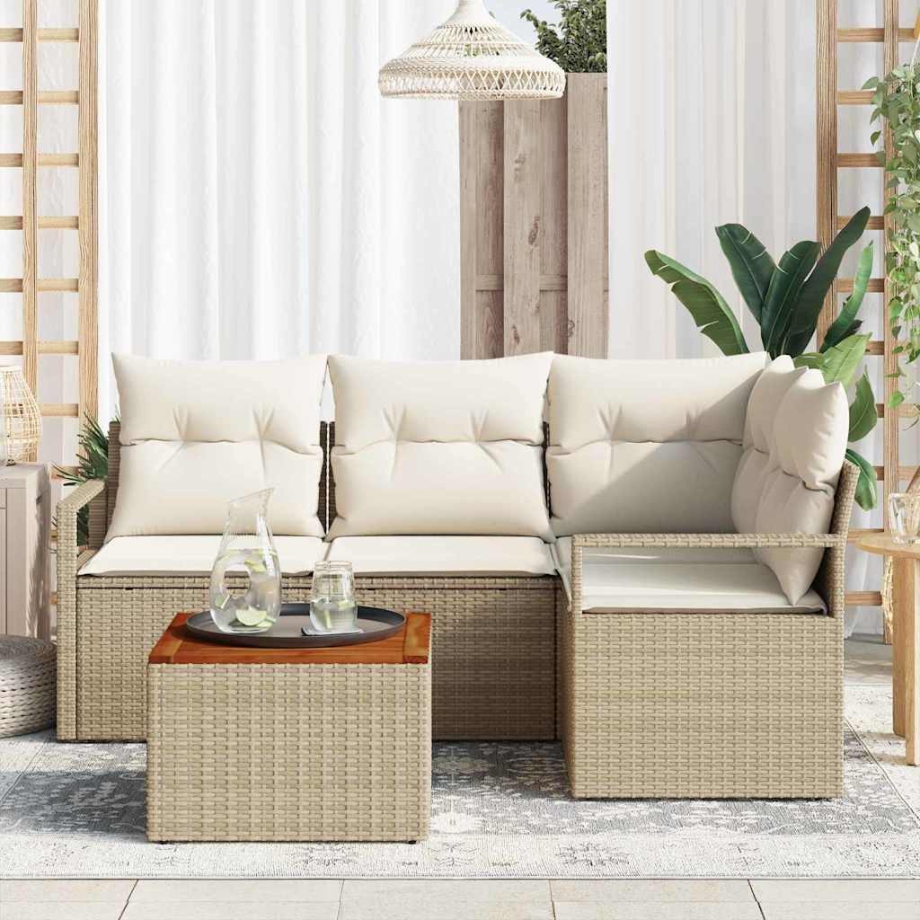 vidaXL Salon de jardin avec coussins 5 pcs Beige Résine tressée