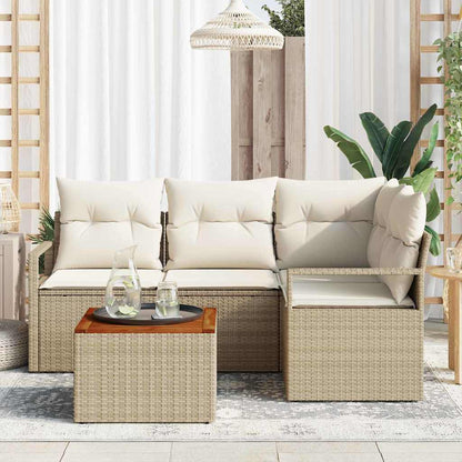 vidaXL Salon de jardin avec coussins 5 pcs Beige Résine tressée