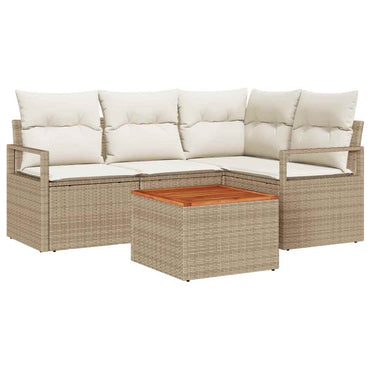 vidaXL Salon de jardin avec coussins 5 pcs Beige Résine tressée