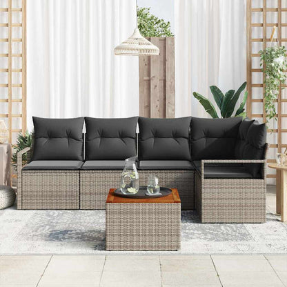 Gartensofa-set mit Kissen 6 pcs Grau Poly-Rattan