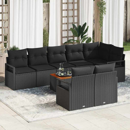 Gartensofa-set mit Kissen 9 pcs Schwarz Poly-Rattan