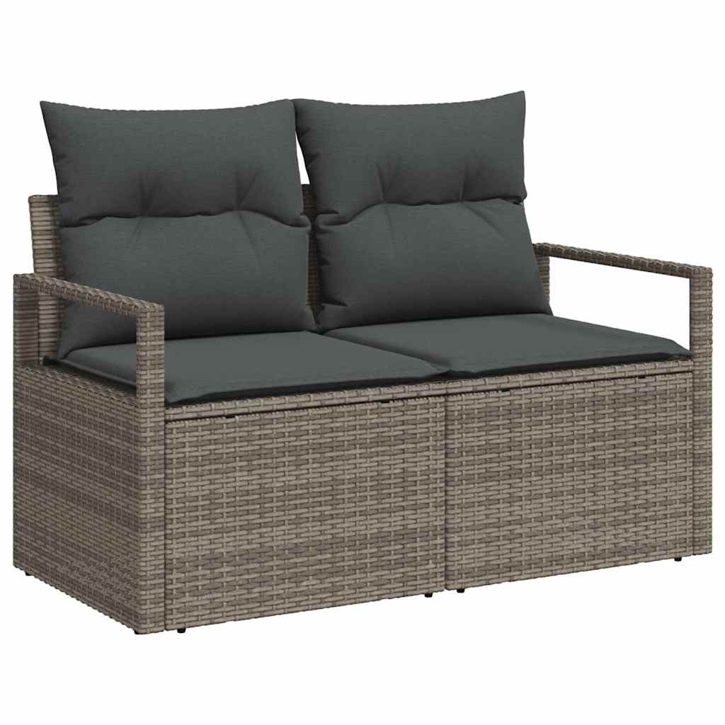 Gartensofa-set mit Kissen 10 pcs Grau Poly-Rattan
