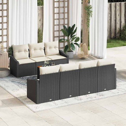 Gartensofa-set mit Kissen 8 pcs Schwarz Poly-Rattan