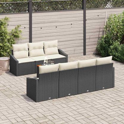 Gartensofa-set mit Kissen 8 pcs Schwarz Poly-Rattan
