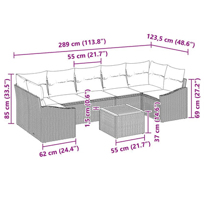Gartensofa-set mit Kissen 8 pcs Beige Poly-Rattan
