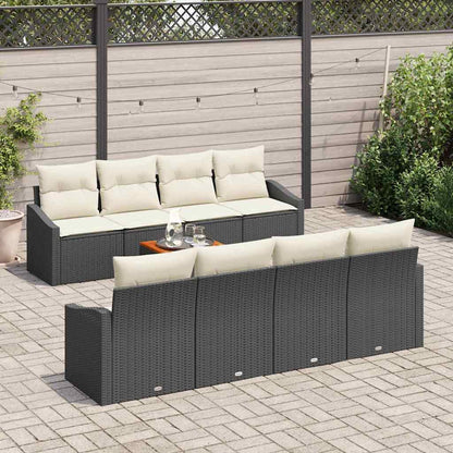 Gartensofa-set mit Kissen 9 pcs Schwarz Poly-Rattan