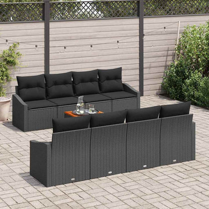 Gartensofa-set mit Kissen 9 pcs Schwarz Poly-Rattan