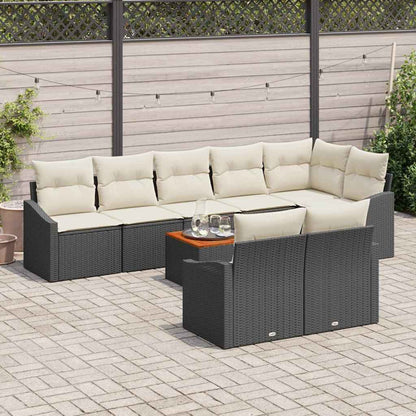 Gartensofa-set mit Kissen 9 pcs Schwarz Poly-Rattan