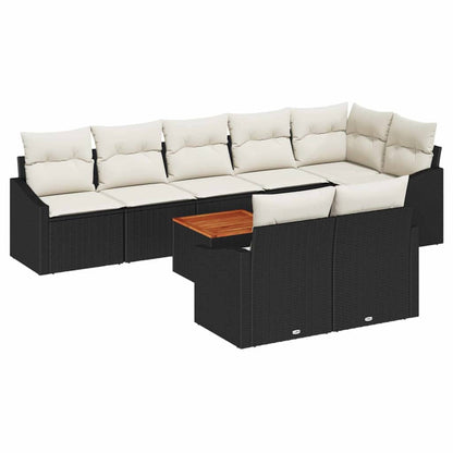 Gartensofa-set mit Kissen 9 pcs Schwarz Poly-Rattan