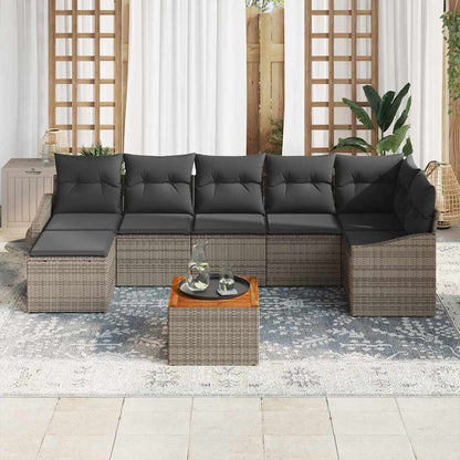 Gartensofa-set mit Kissen 8 pcs Grau Poly-Rattan