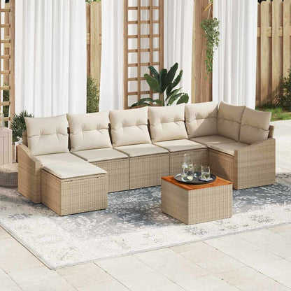 Gartensofa-set mit Kissen 8 pcs Beige Poly-Rattan