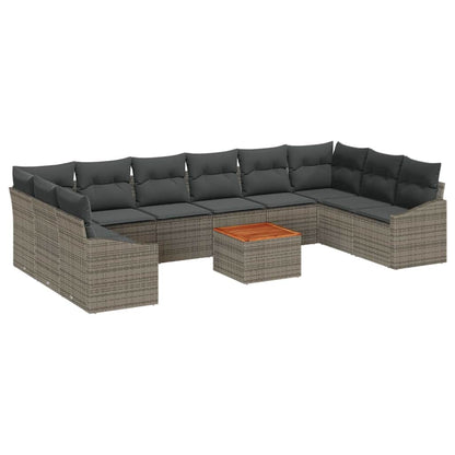 Gartensofa-set mit Kissen 11 pcs Grau Poly-Rattan