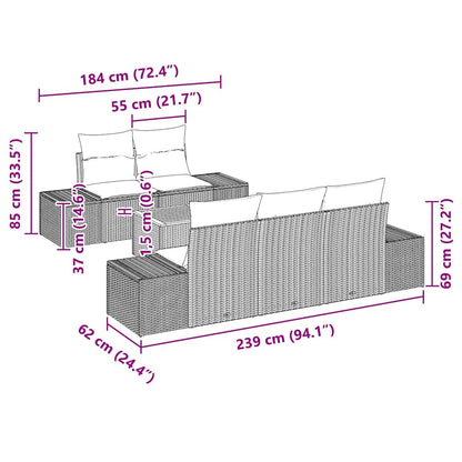 Gartensofa-set mit Kissen 6 pcs Grau Poly-Rattan
