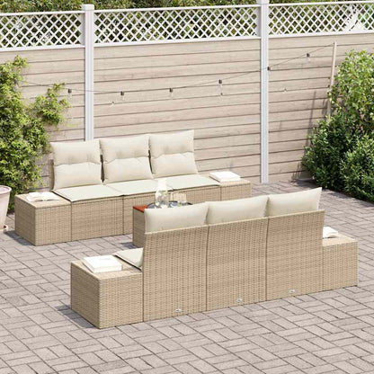 vidaXL Salon de jardin avec coussins 7 pcs Beige Rotin PE