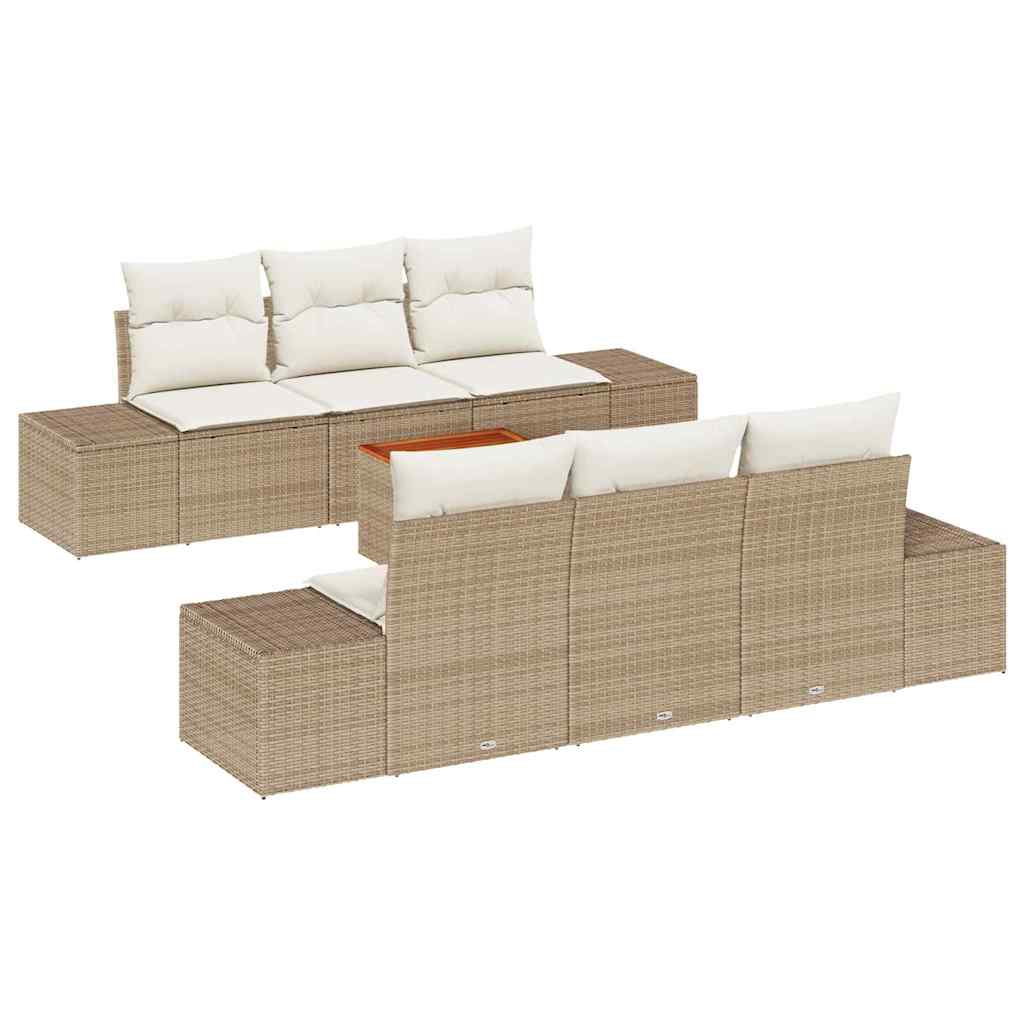 vidaXL Salon de jardin avec coussins 7 pcs Beige Rotin PE