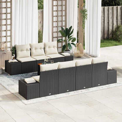 Gartensofa-set mit Kissen 8 pcs Schwarz Poly-Rattan