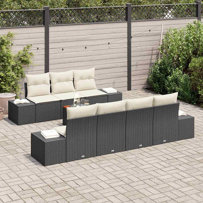 Gartensofa-set mit Kissen 8 pcs Schwarz Poly-Rattan