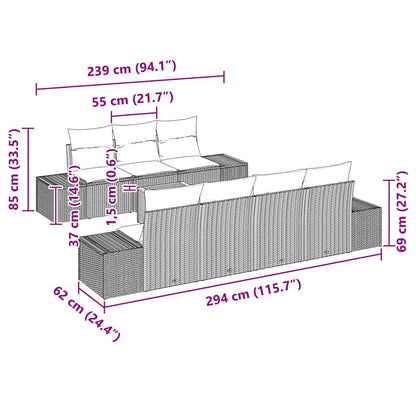 Gartensofa-set mit Kissen 8 pcs Schwarz Poly-Rattan