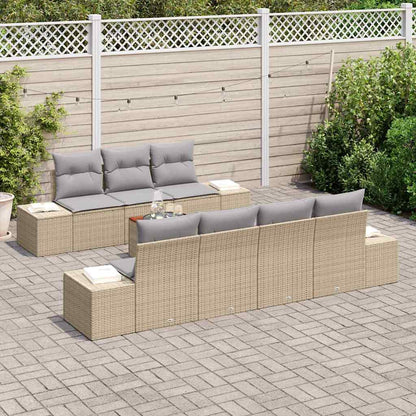 Gartensofa-set mit Kissen 8 pcs Beige Poly-Rattan