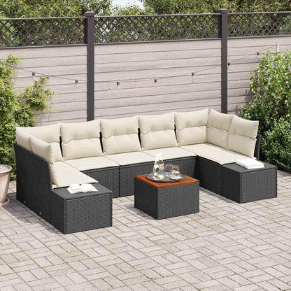 Gartensofa-set mit Kissen 8 pcs Schwarz Poly-Rattan